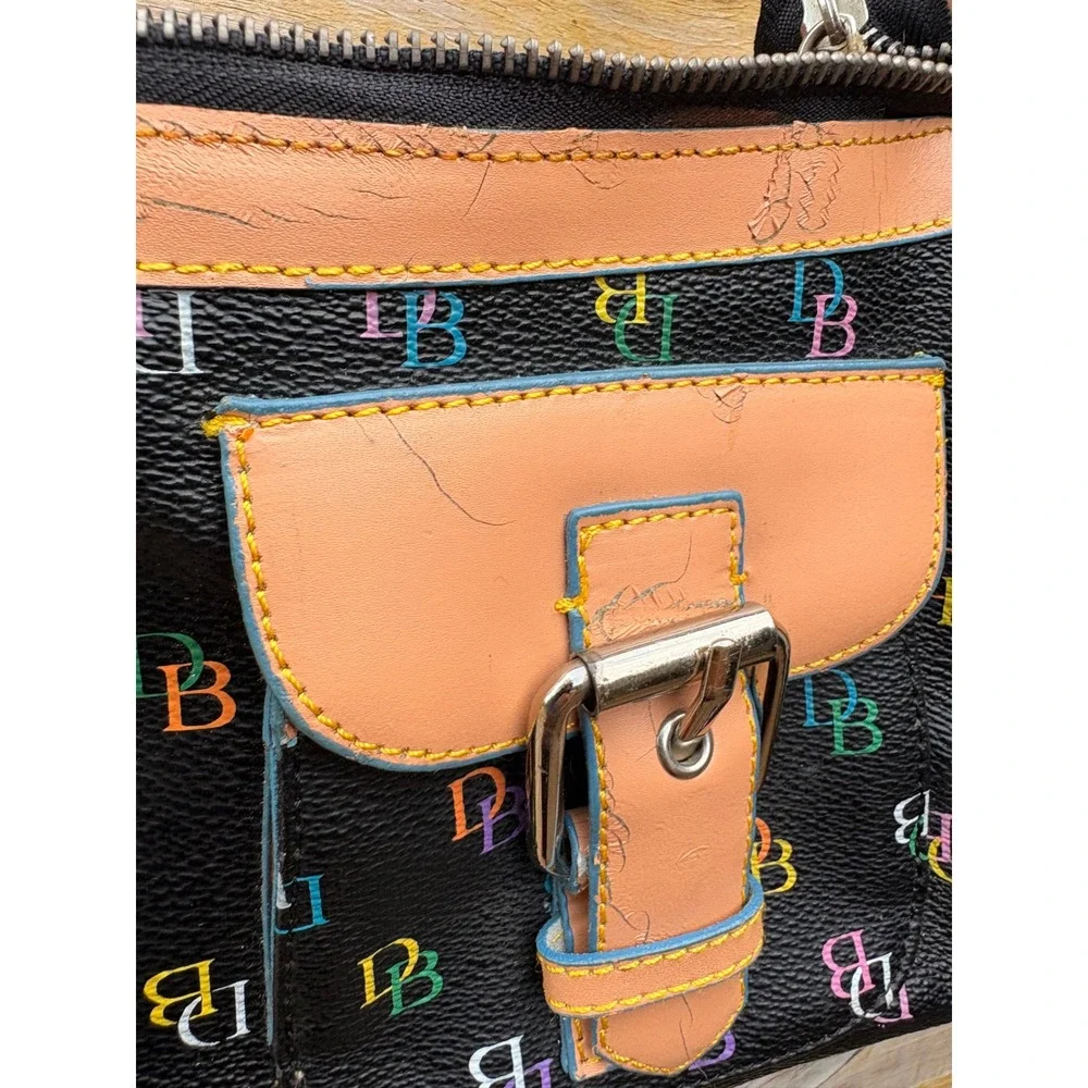 Dooney & Bourke Multi-Color Monogram Black Coated Canvas Shoulder Bag Y2K Bag